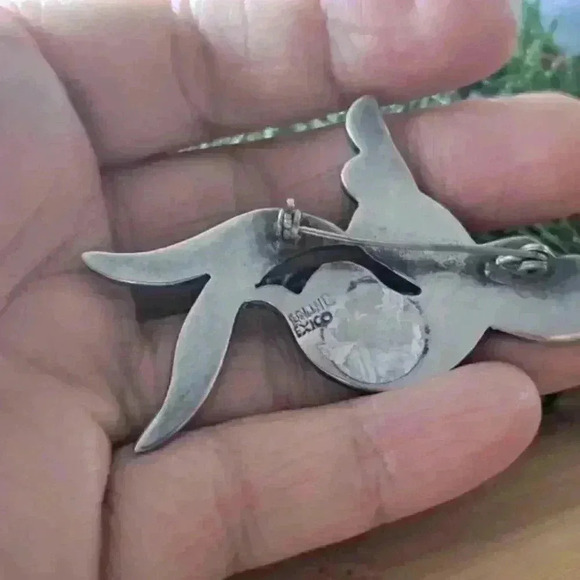 925 sterling silver and abalone inlay brooche - Picture 7 of 8